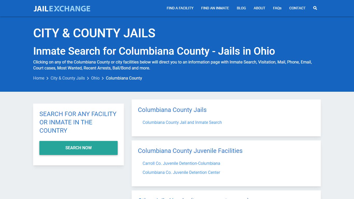Inmate Search for Columbiana County | Jails in Ohio - Jail Exchange